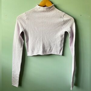 Elegant Lavender Knit Women's Top wild fable xxs pointelle long sleeve crop nwot